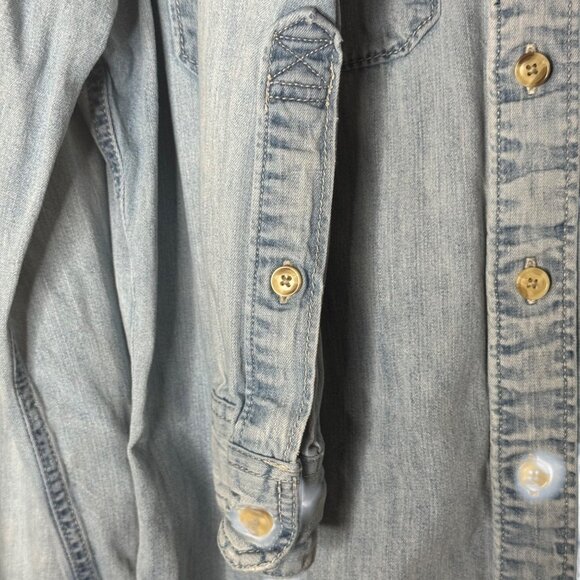 Abercrombie & Fitch Men’s M Muscle Fit Denim Shirt Button Front Light Wash Y2K - Picture 6 of 8